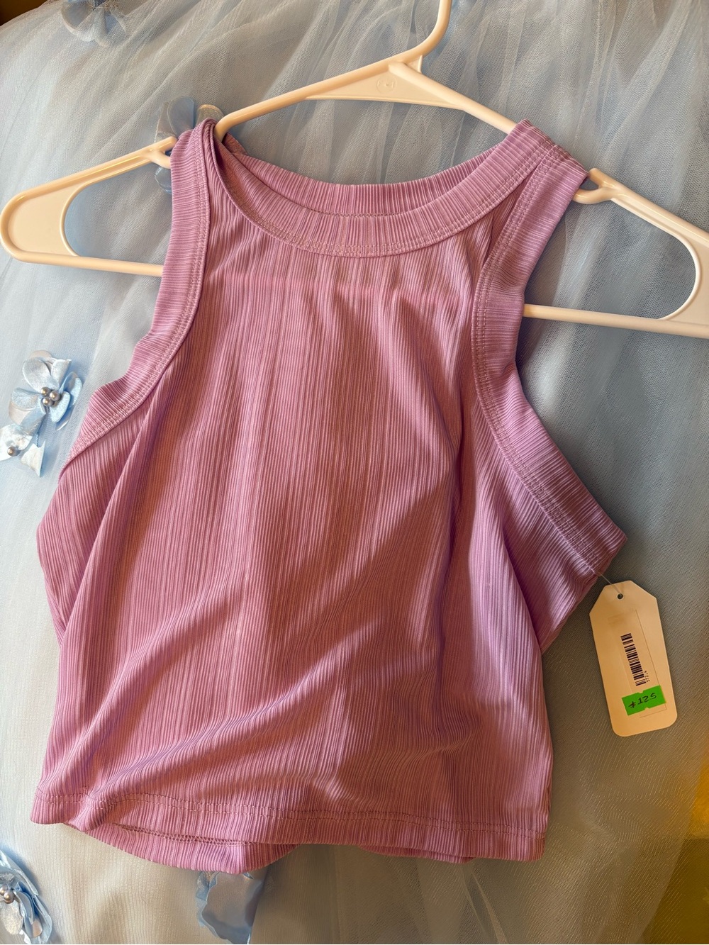 Ribbed Sleeveless Crop Tank Top - Lavender IXU Brand